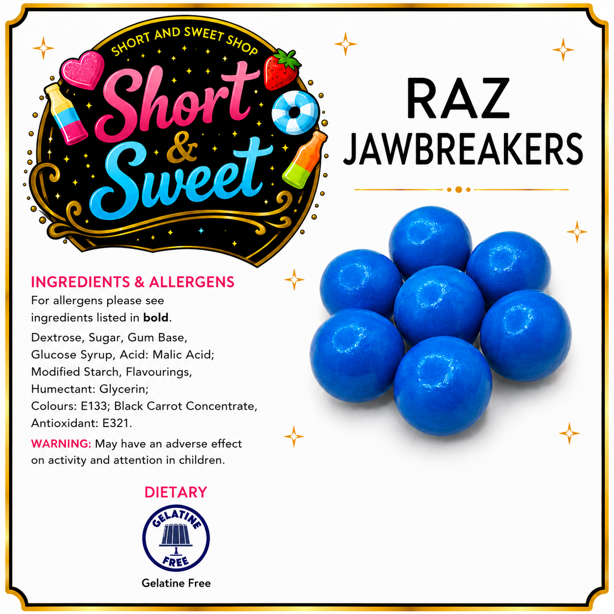 Jawbreakers RAZ raspberry flavour, 80s retro