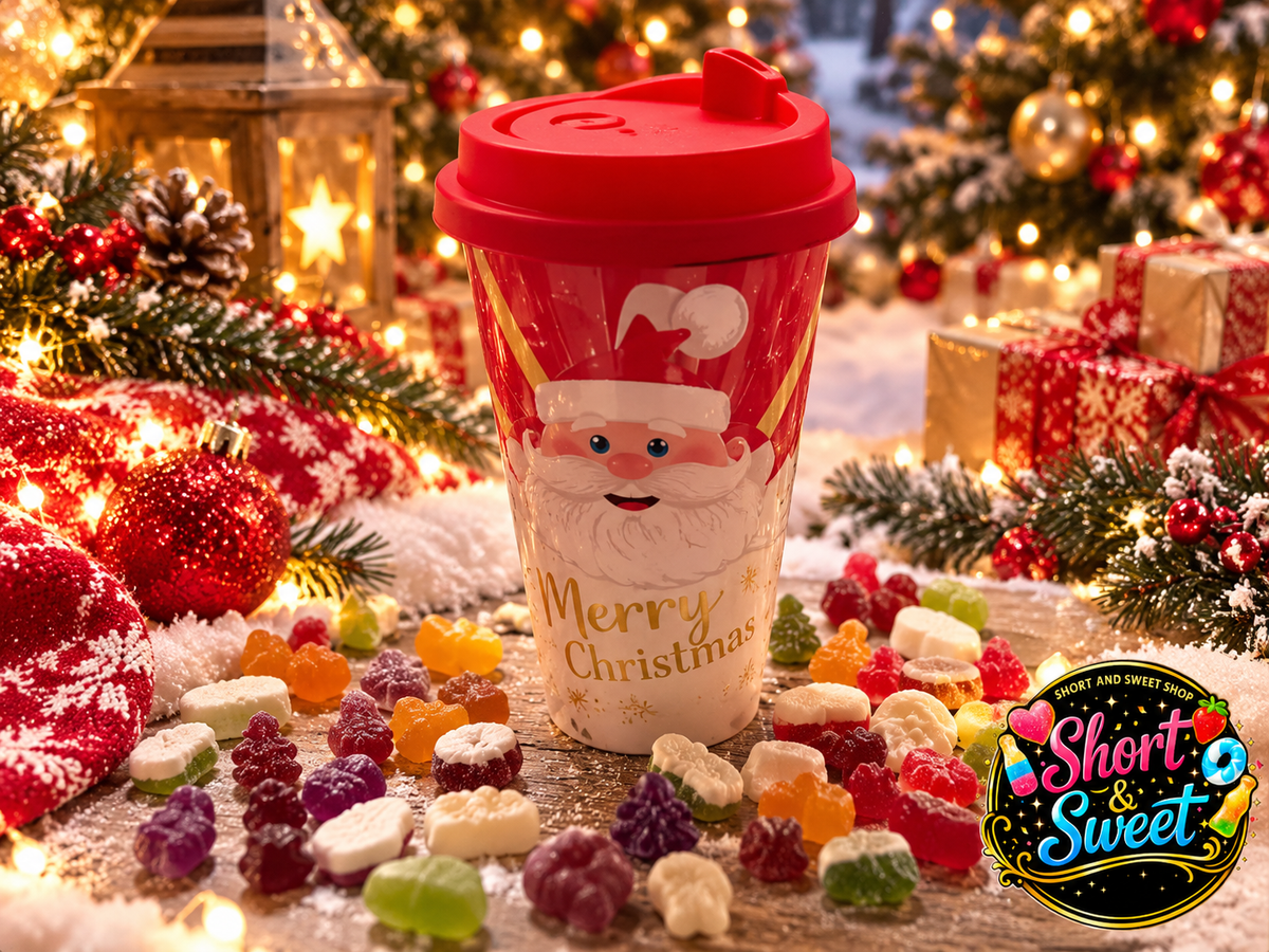Haribo christmas jelly sweet gift, christmas cup, stocking filler, sweets, reusable cup