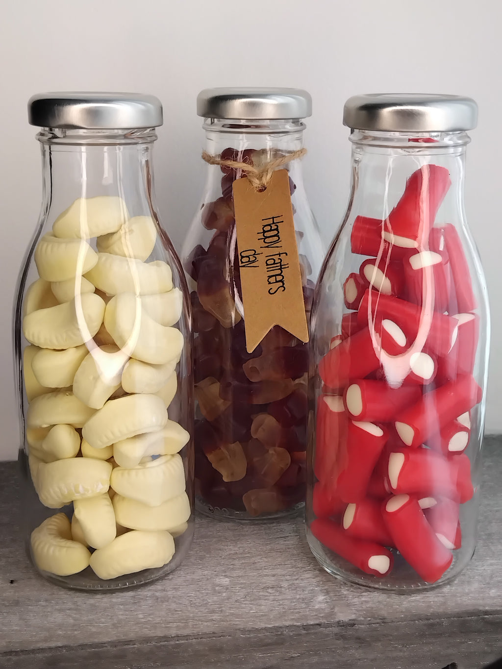 Happy Fathers Day gift sweets in a bottle, Short & Sweet Shop